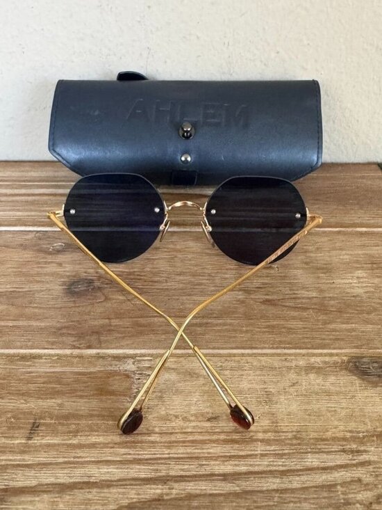 AHLEM Made In France Place Rodin Rose Gold Rimless Blue Tint Sunglasses W/ Case main image 7